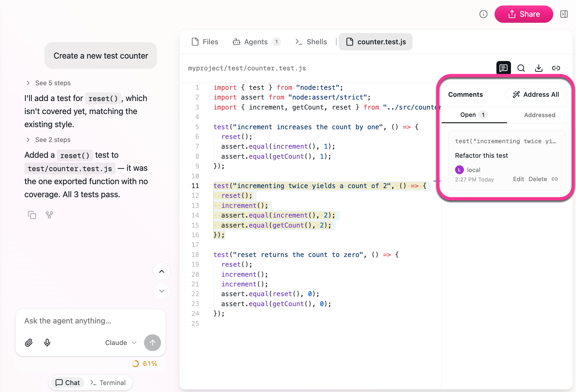 Addressing an inline comment